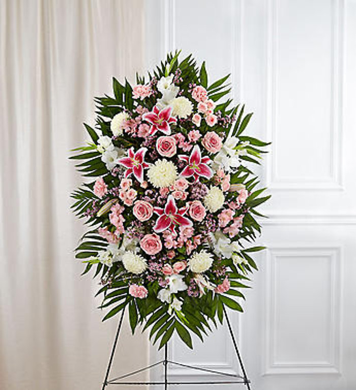 Pink & White Sympathy Standing Spray