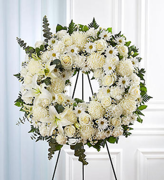 Serene Blessings Standing Wreath - White