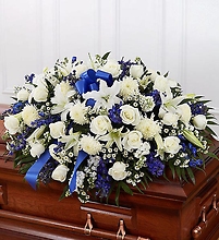 Blue And White Half Casket Cover
