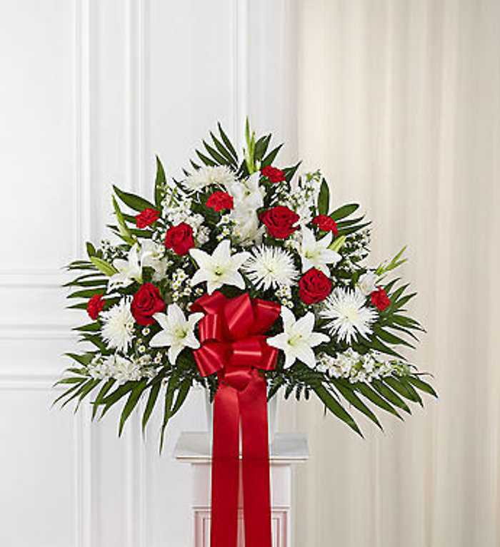 Heartfelt Sympathies Red & White Standing Basket