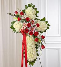 Red Rose & Lily Standing Cross