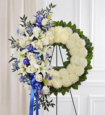 Serene Blessings Standing Wreath - Blue & White