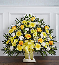 Heartfelt Tribute Floor Basket Arrangement - Yellow