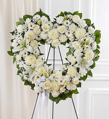 Always Remember Floral Heart Tribute - White