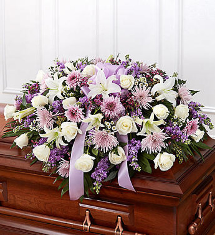 Lavender & White Mixed Half Casket Cover