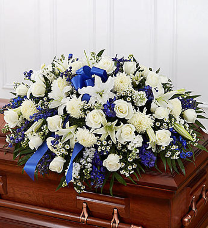 Blue & White Half Casket Cover