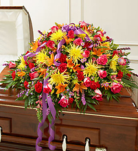 Bright Mixed Flower Half Casket Cover