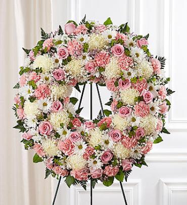 Serene Blessings Standing Wreath - Pink & White