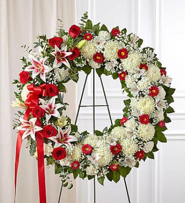 Red Rose & Lily Standing Wreath