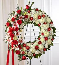 Red Rose & Lily Standing Wreath