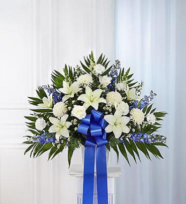 Heartfelt Sympathies Blue & White Standing Basket