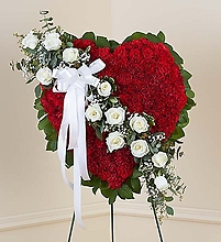 Red Solid Standing Heart with White Roses