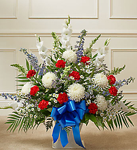 Red White And Blue Sympathy Floor Basket