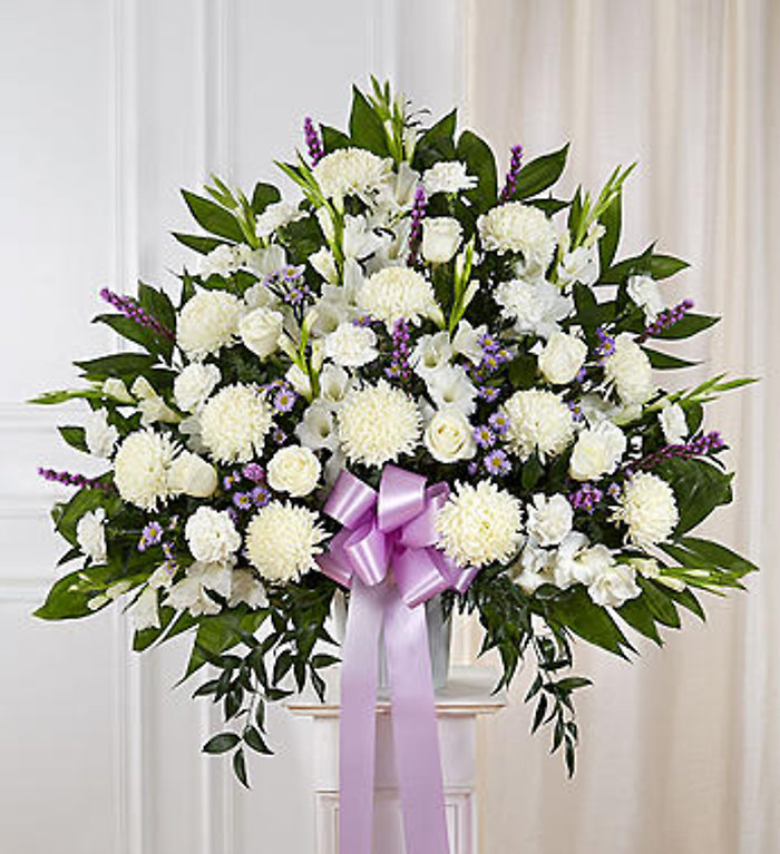 Heartfelt Sympathies Lavender & White Standing Basket
