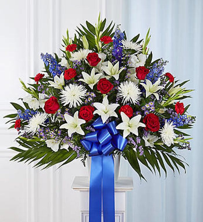 Heartfelt Sympathies Red, White & Blue Standing Basket