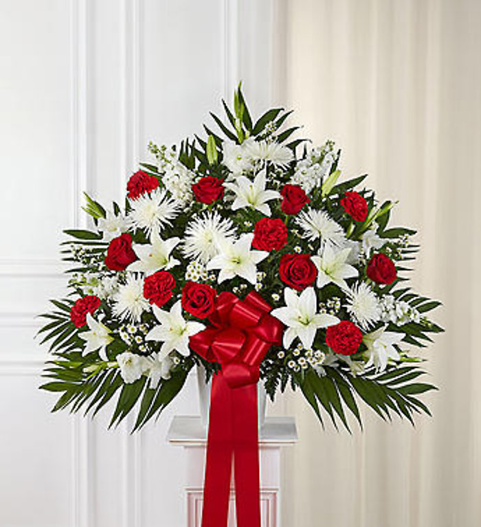Heartfelt Sympathies Red & White Standing Basket