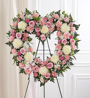Pink & White Standing Open Heart